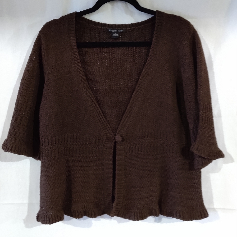 August Silk Women's Chocolate Brown Cardigan Sweater  Size XL